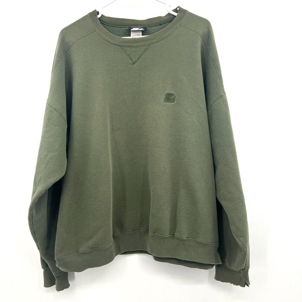 Vintage Starter Green Crewneck Sweatshirt Mens XL Embroidered Logo Fleece 90s